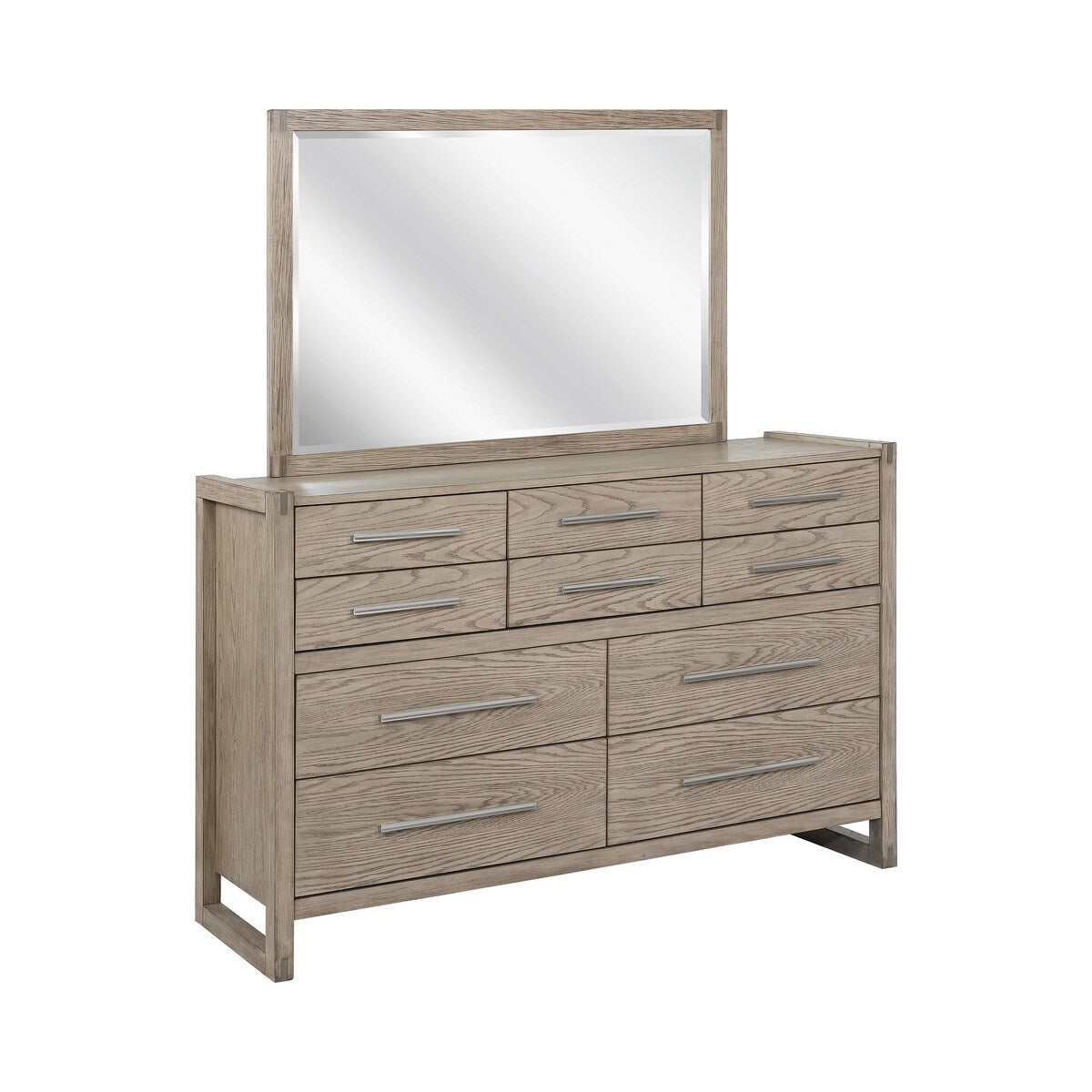 Cole Grey Oak 5-piece Bedroom Set with Metal Base Nightstand