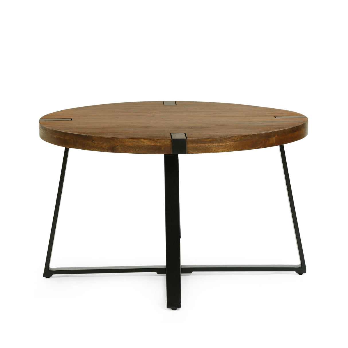 Coles Handmade Mango Wood and Iron Circular Coffee Table by Christopher Knight Home
