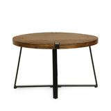 Coles Handmade Mango Wood and Iron Circular Coffee Table by Christopher Knight Home