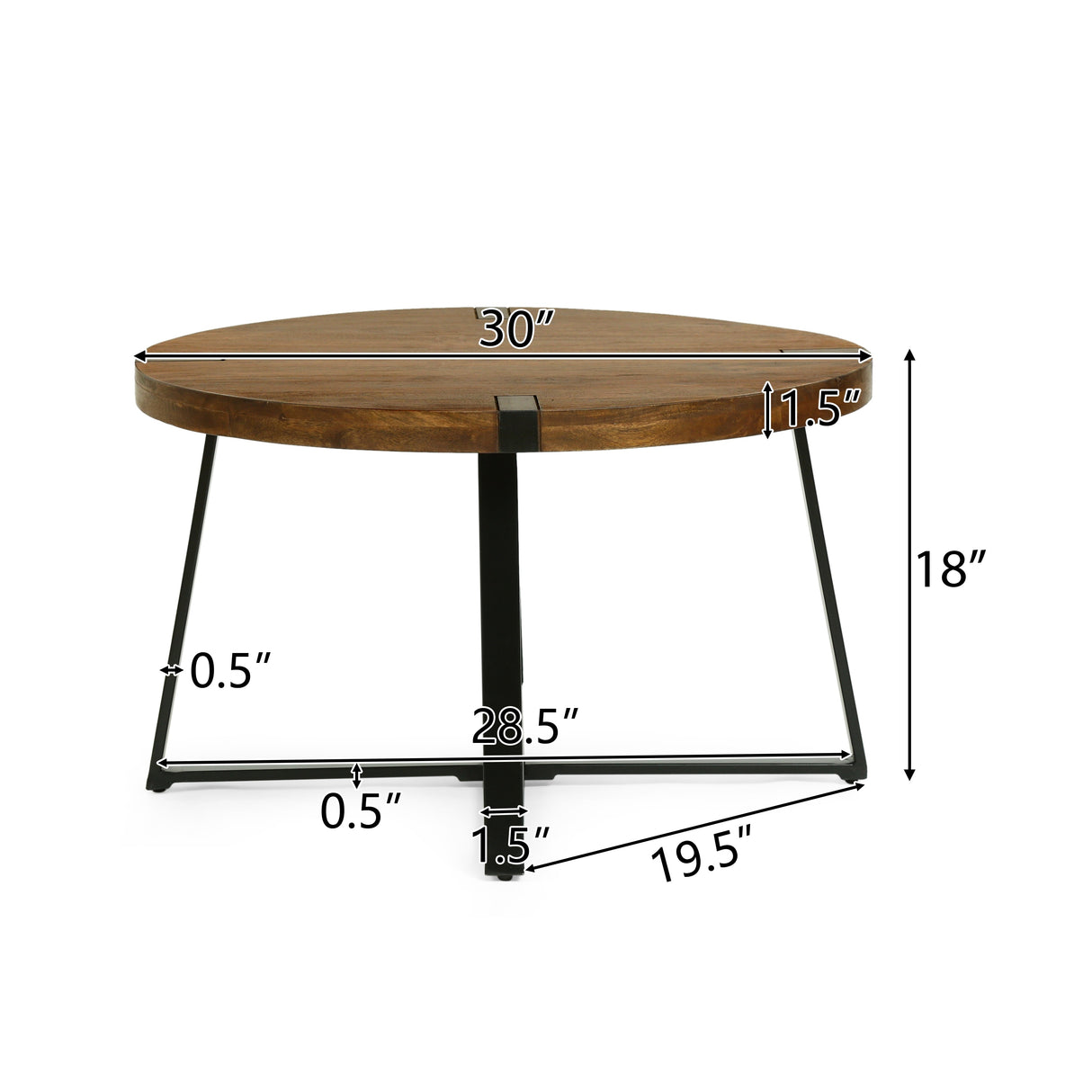 Coles Handmade Mango Wood and Iron Circular Coffee Table by Christopher Knight Home