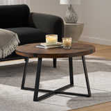 Coles Handmade Mango Wood and Iron Circular Coffee Table by Christopher Knight Home