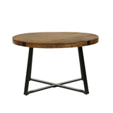 Coles Handmade Mango Wood and Iron Circular Coffee Table by Christopher Knight Home
