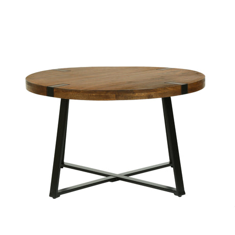 Coles Handmade Mango Wood and Iron Circular Coffee Table by Christopher Knight Home
