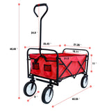 Folding Wagon Cart Collapsible Utility Camping Grocery Canvas Portable - 40.5"L X 21.26"D X 46.46"H
