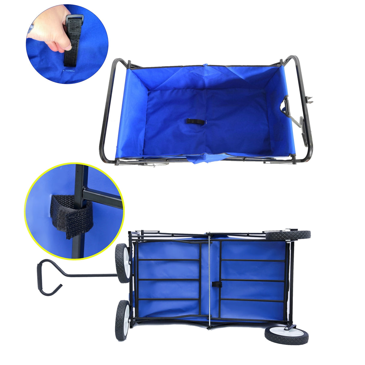 Folding Wagon Cart Collapsible Utility Camping Grocery Canvas Portable - 40.5"L X 21.26"D X 46.46"H