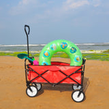 Folding Wagon Cart Collapsible Utility Camping Grocery Canvas Portable - 40.5"L X 21.26"D X 46.46"H