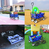Folding Wagon Cart Collapsible Utility Camping Grocery Canvas Portable - 40.5"L X 21.26"D X 46.46"H