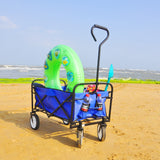 Folding Wagon Cart Collapsible Utility Camping Grocery Canvas Portable - 40.5"L X 21.26"D X 46.46"H