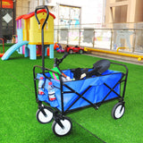 Folding Wagon Cart Collapsible Utility Camping Grocery Canvas Portable - 40.5"L X 21.26"D X 46.46"H