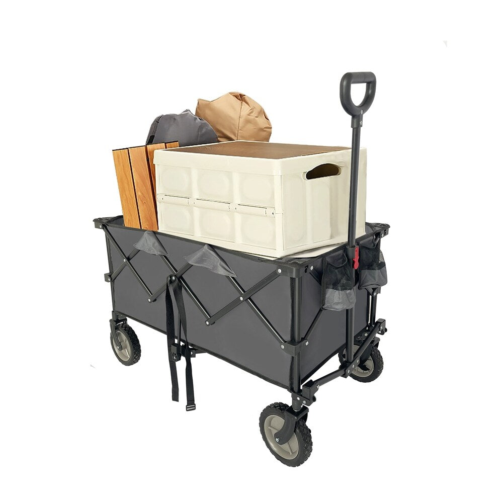 Collapsible Folding Wagon, Push Pull Foldable Beach Wagon Cart