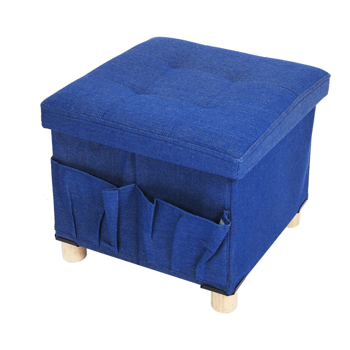 Collapsible Storage Stools,Foot Stool,Comfortable Seat,With Wooden Feet And Lid