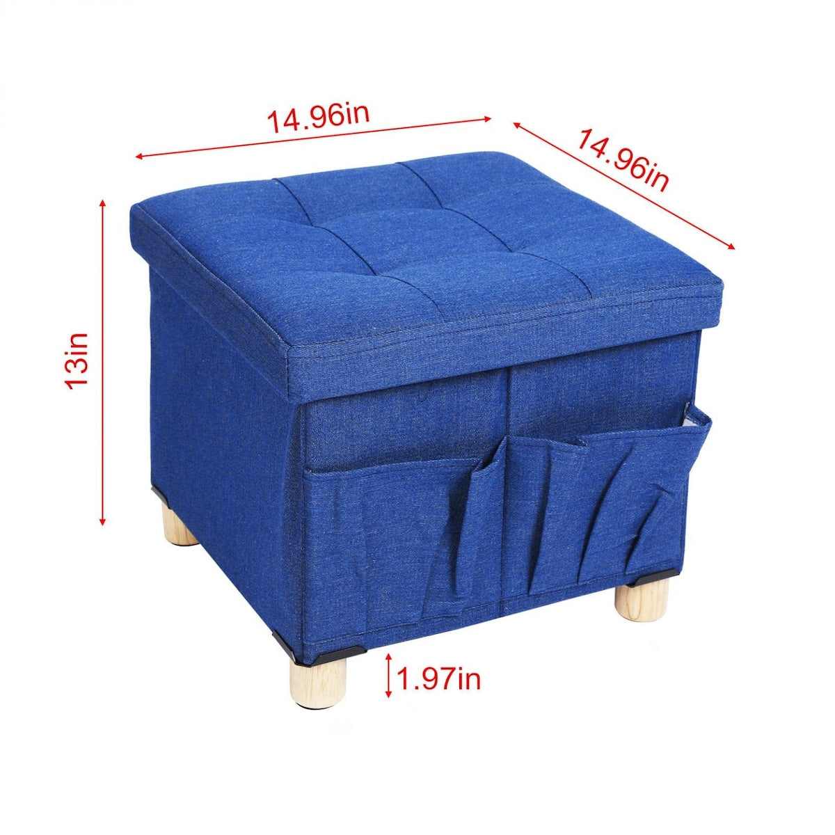 Collapsible Storage Stools,Foot Stool,Comfortable Seat,With Wooden Feet And Lid