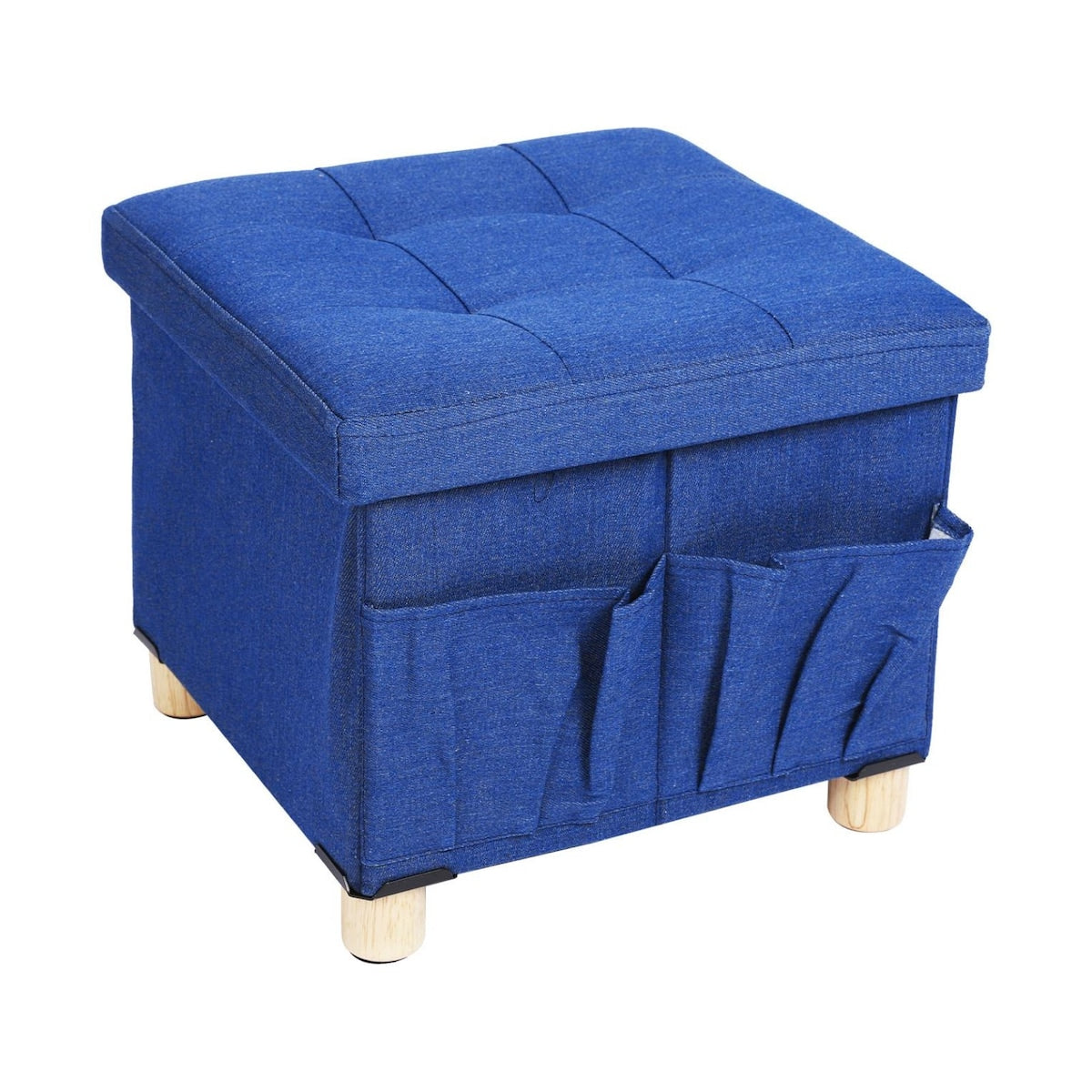 Collapsible Storage Stools,Foot Stool,Comfortable Seat,With Wooden Feet And Lid