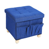 Collapsible Storage Stools,Foot Stool,Comfortable Seat,With Wooden Feet And Lid
