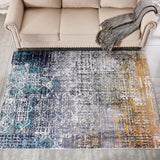 Collection Abstract Design Turquoise Gray Rust Machine Washable Super Soft Area Rug,8' x 10' - 8' x 10'