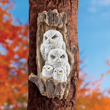 Hand-Painted Realistic Owl Family Tree Hanger - 15.500 x 10.000 x 8.000