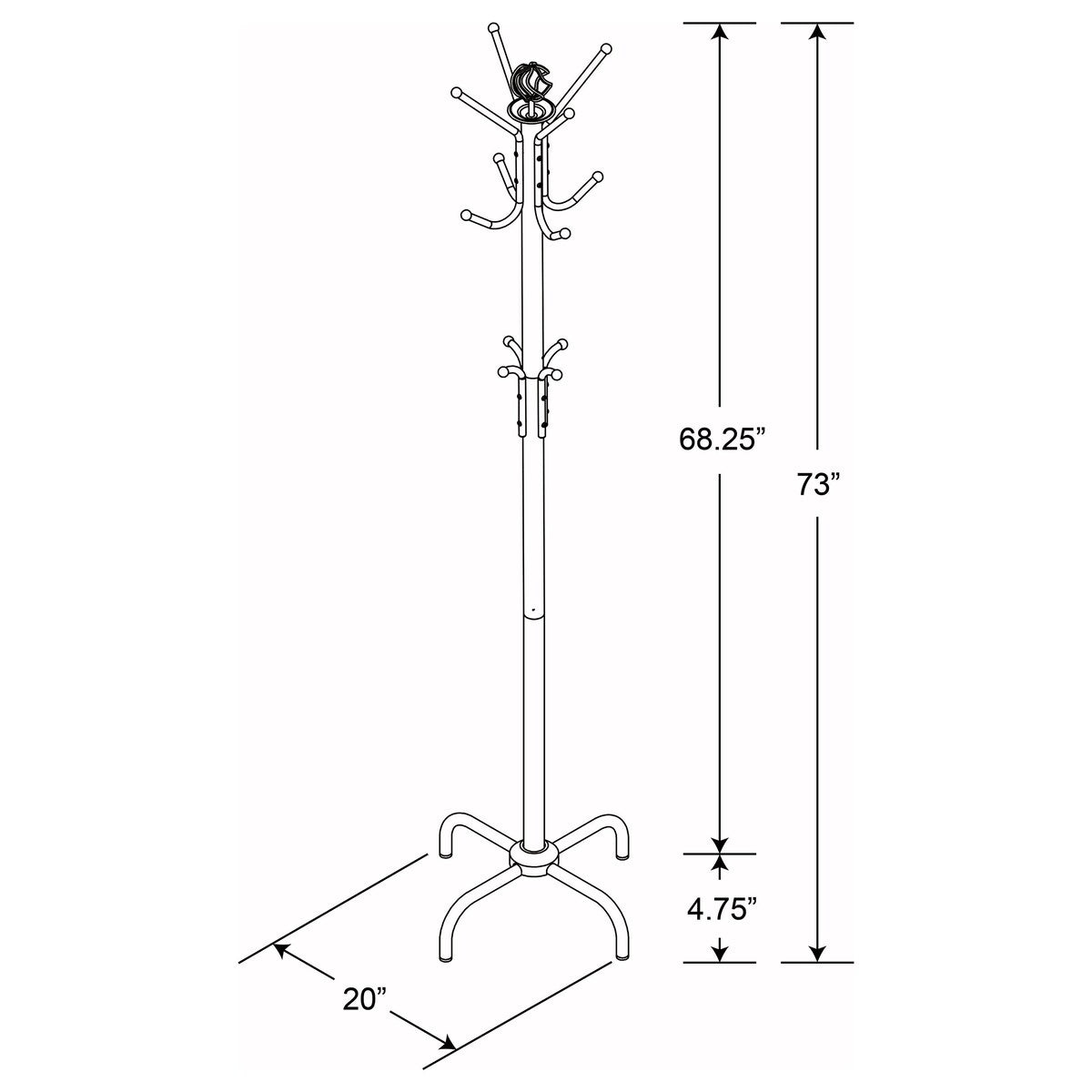 Collier 12-Hook Metal Freestanding Coat Rack Black