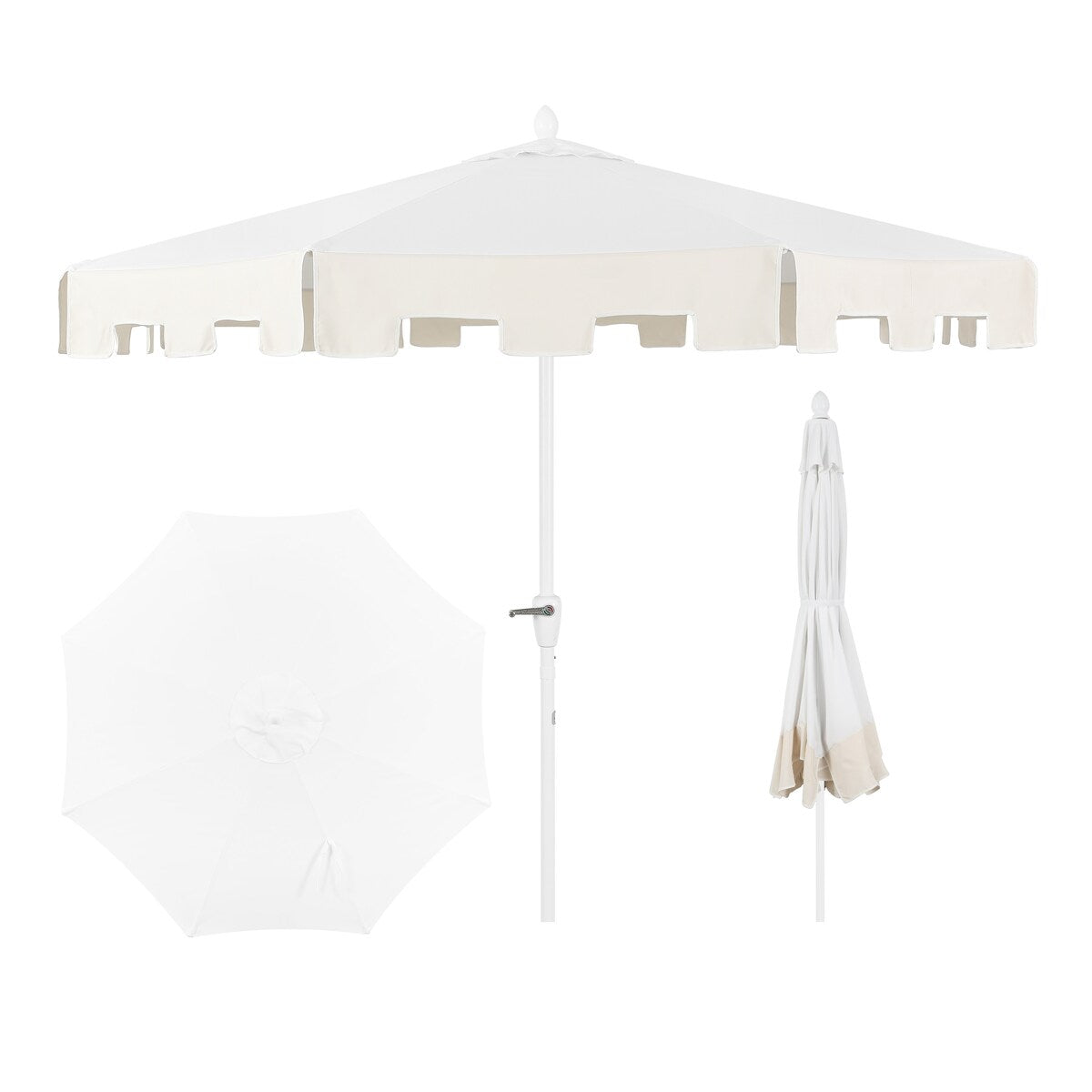 Collins 9 ft. Classic MidCentury Market Patio Umbrella with UV Protection, Auto-Tilt, Crank and Wind Vent, by JONATHAN Y