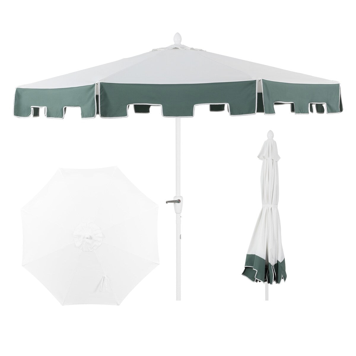 Collins 9 ft. Classic MidCentury Market Patio Umbrella with UV Protection, Auto-Tilt, Crank and Wind Vent, by JONATHAN Y