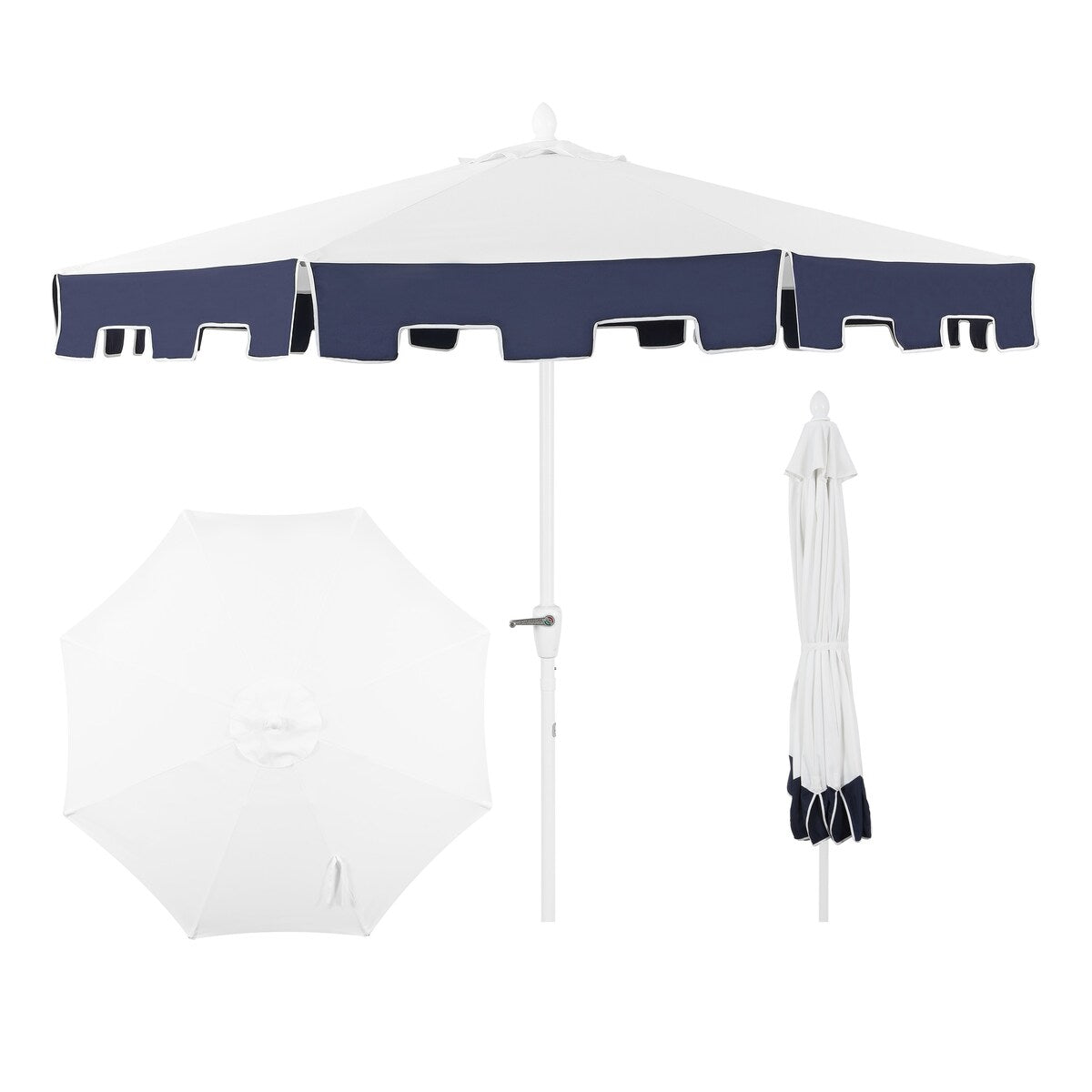 Collins 9 ft. Classic MidCentury Market Patio Umbrella with UV Protection, Auto-Tilt, Crank and Wind Vent, by JONATHAN Y