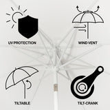 Collins 9 ft. Classic MidCentury Market Patio Umbrella with UV Protection, Auto-Tilt, Crank and Wind Vent, by JONATHAN Y