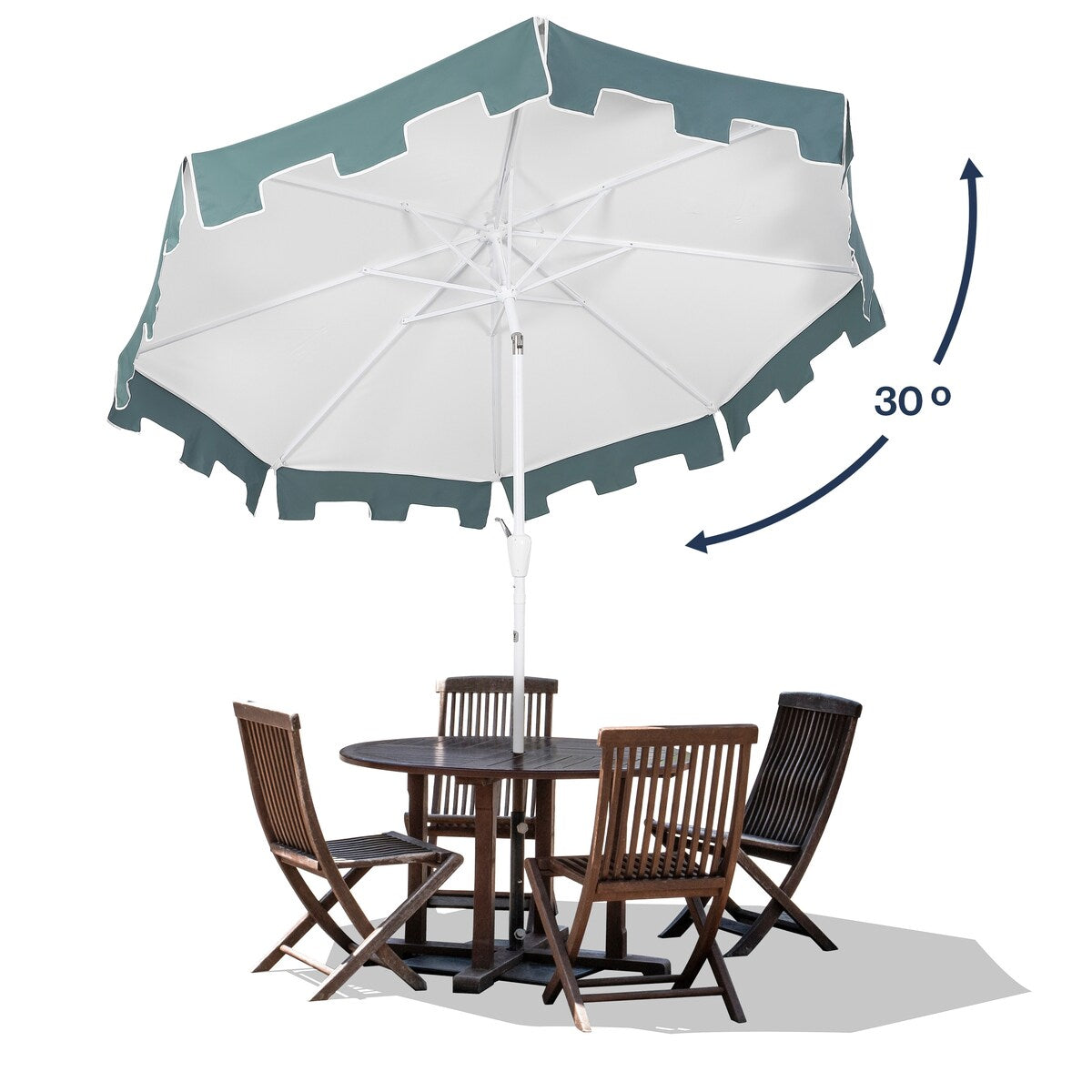 Collins 9 ft. Classic MidCentury Market Patio Umbrella with UV Protection, Auto-Tilt, Crank and Wind Vent, by JONATHAN Y