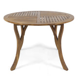 Collins Outdoor 5 Piece Acacia Wood and Wicker Dining Set by Christopher Knight Home