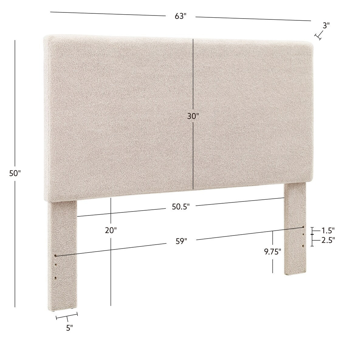 Collymore Natural Sherpa Fleece Headboard