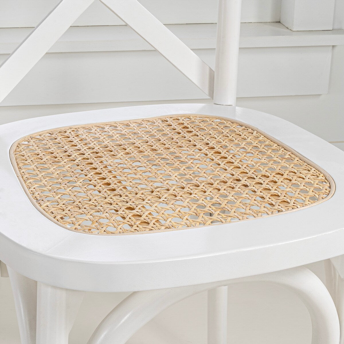 Colmar Classic Traditional X-Back Wood Rattan Dining Chair, Natural (Set of 2) by JONATHAN Y