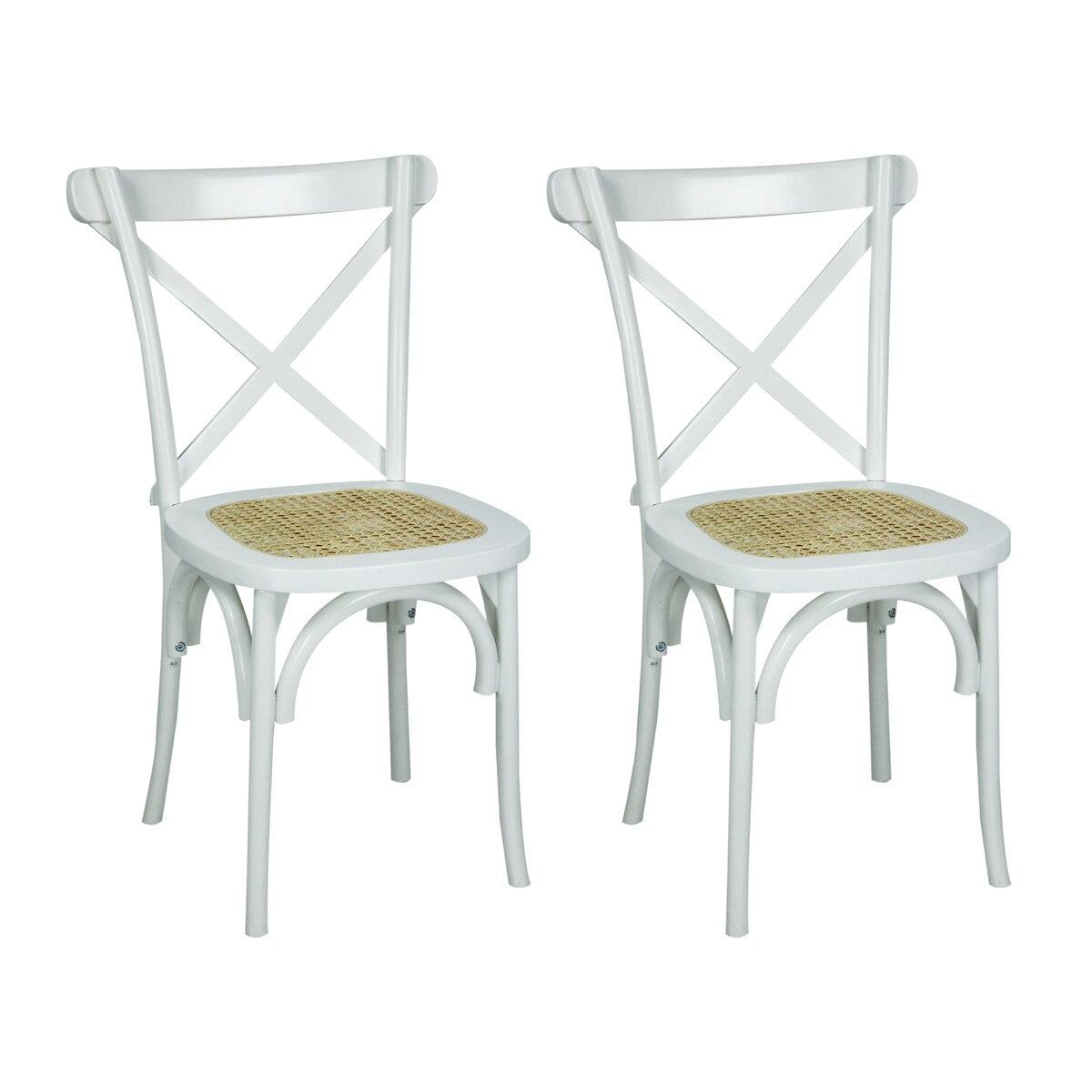 Colmar Classic Traditional X-Back Wood Rattan Dining Chair, Natural (Set of 2) by JONATHAN Y