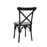 Colmar Classic Traditional X-Back Wood Rattan Dining Chair, Natural (Set of 2) by JONATHAN Y