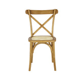 Colmar Classic Traditional X-Back Wood Rattan Dining Chair, Natural (Set of 2) by JONATHAN Y