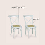 Colmar Classic Traditional X-Back Wood Rattan Dining Chair, Natural (Set of 2) by JONATHAN Y