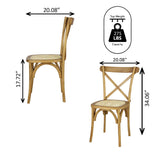 Colmar Classic Traditional X-Back Wood Rattan Dining Chair, Natural (Set of 2) by JONATHAN Y