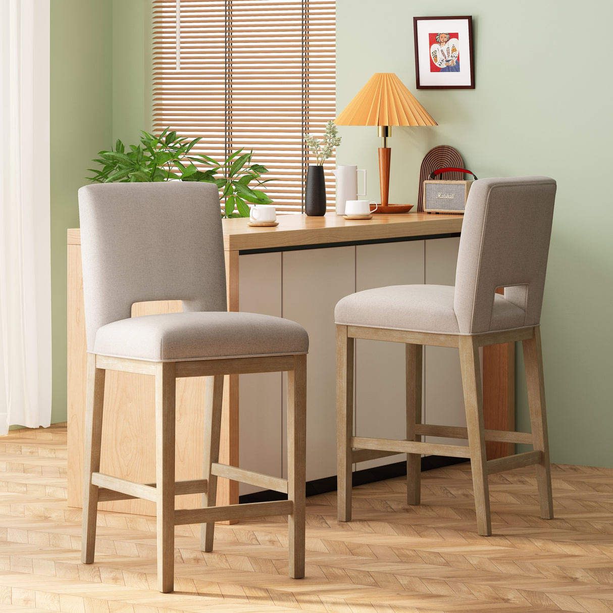 Coloma Fabric and Rubberwood 31 Inch Barstools (Set of 2) by Christopher Knight Home