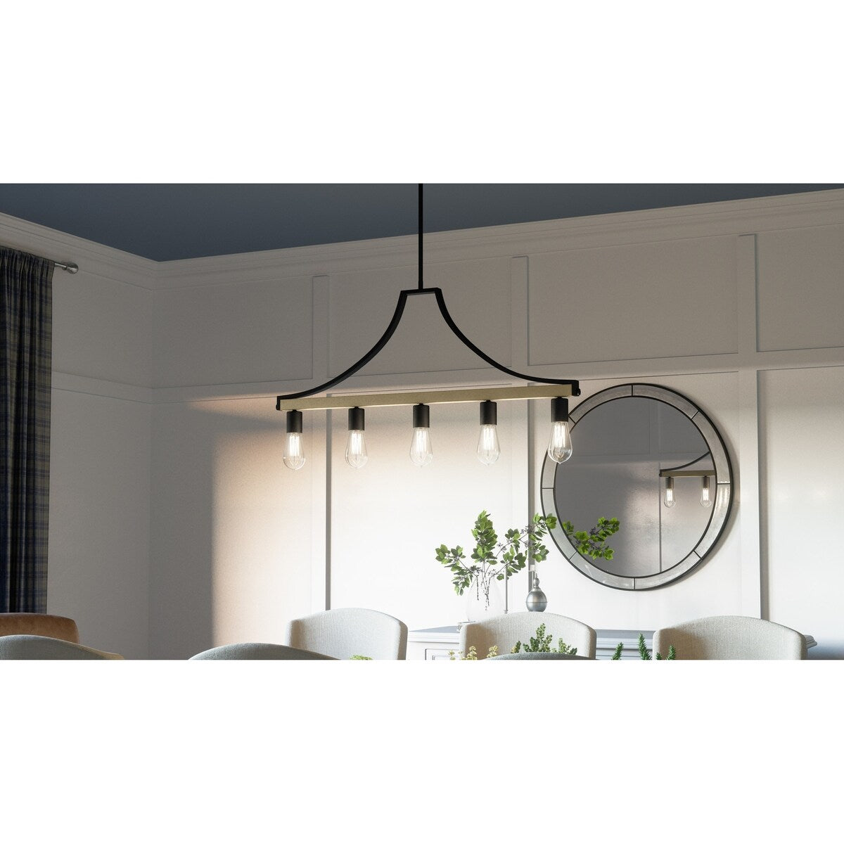 Colombes 5-Light Grey Ash Rustic Farmhouse Linear Chandelier