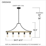 Colombes 5-Light Grey Ash Rustic Farmhouse Linear Chandelier