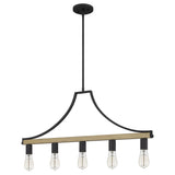 Colombes 5-Light Grey Ash Rustic Farmhouse Linear Chandelier