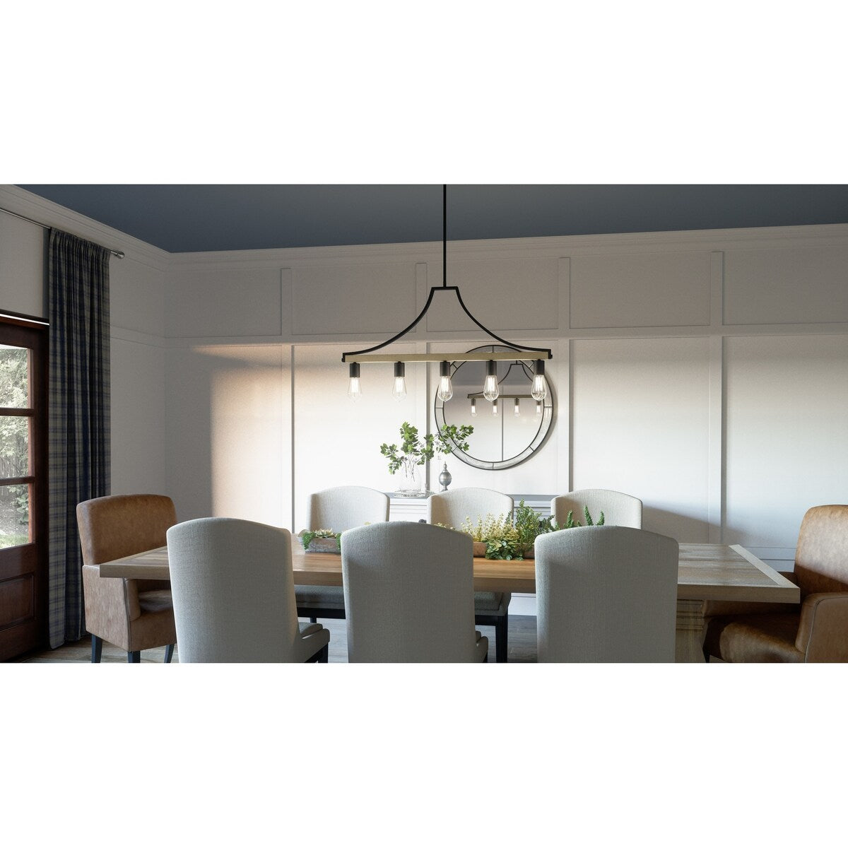 Colombes 5-Light Grey Ash Rustic Farmhouse Linear Chandelier