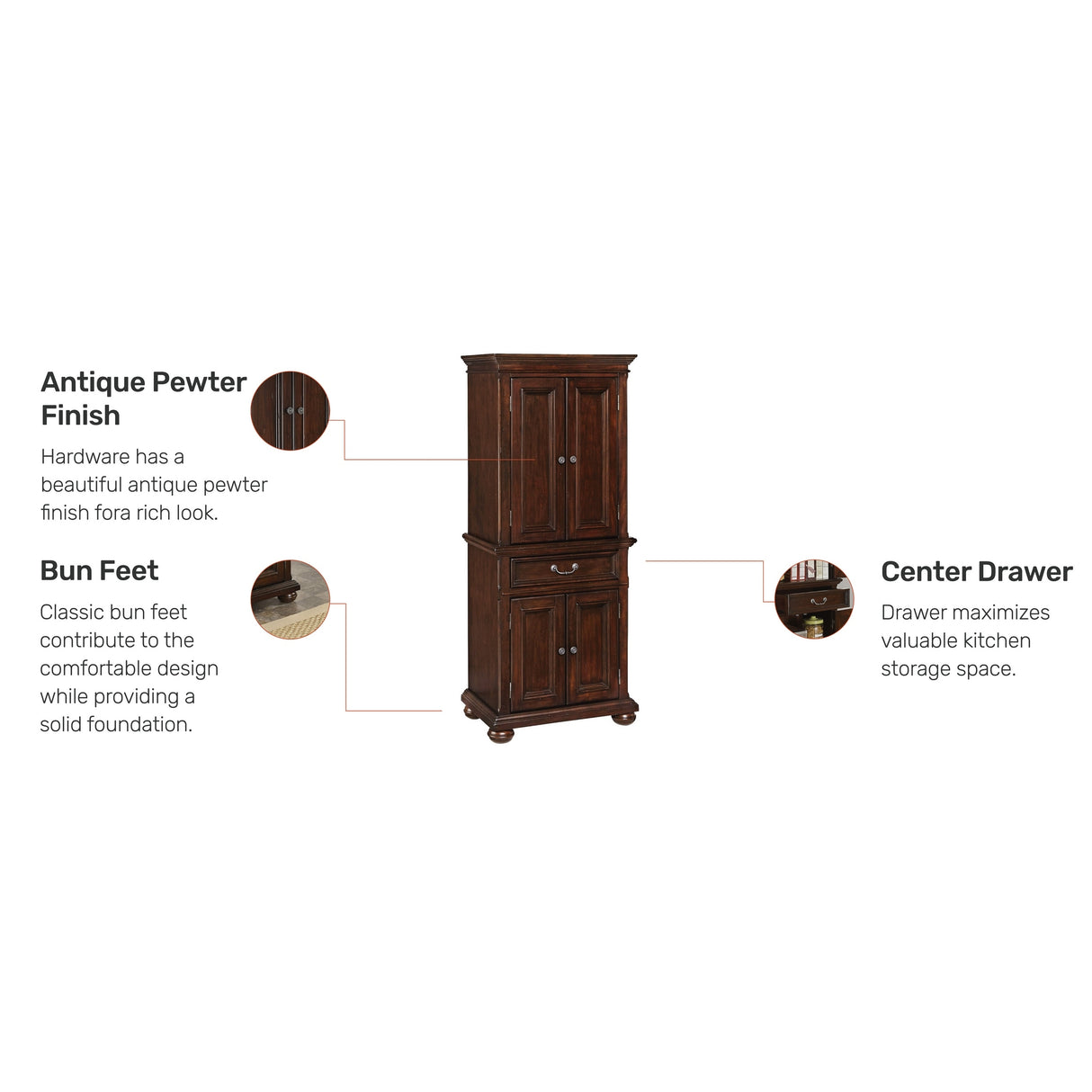 Colonial Classics Dark Cherry Pantry Cabinet