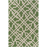 Colonial Home Green Geometric Handmade Area Rug - 5' x 7'6"