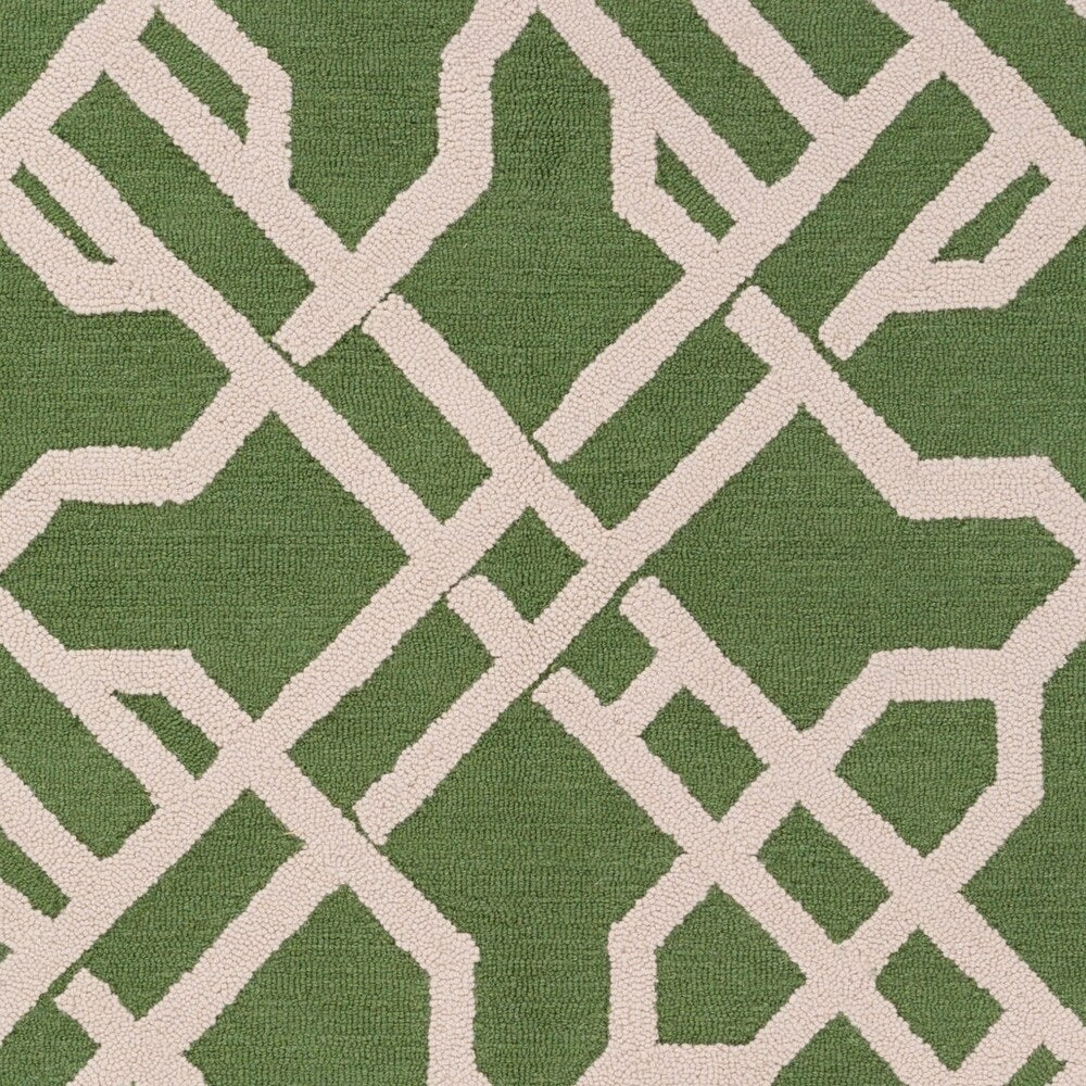 Colonial Home Green Geometric Handmade Area Rug - 5' x 7'6"