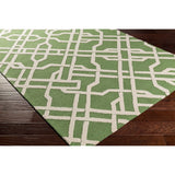 Colonial Home Green Geometric Handmade Area Rug - 5' x 7'6"