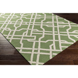 Colonial Home Green Geometric Handmade Area Rug - 5' x 7'6"