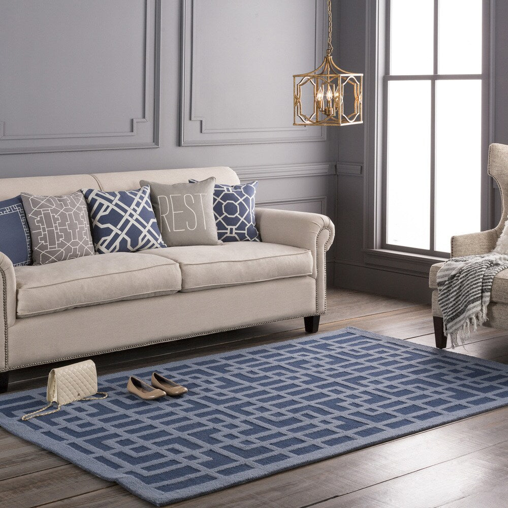 Colonial Home Navy Contemporary Geometric Handmade Area Rug - 8' x 11'