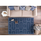 Colonial Home Navy Contemporary Geometric Handmade Area Rug - 8' x 11'