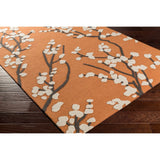 Colonial Home Orange Floral Handmade Area Rug (8' x 11') - 8' x 11'
