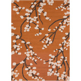 Colonial Home Orange Floral Handmade Area Rug (8' x 11') - 8' x 11'