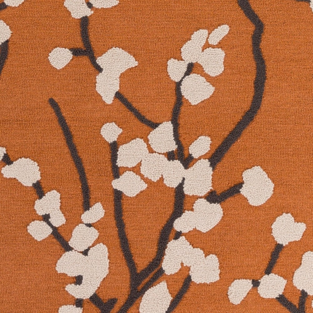 Colonial Home Orange Floral Handmade Area Rug (8' x 11') - 8' x 11'