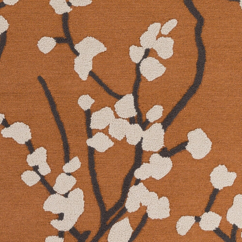 Colonial Home Orange Floral Handmade Area Rug (8' x 11') - 8' x 11'